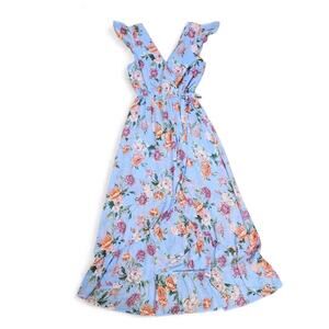 Band Of Gypsies Floral Maxi Dress Blue BOHO Feminine Romantic Womens Size Small